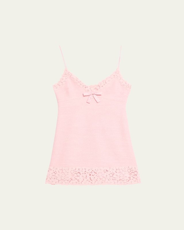 Meva Lace-Trim Tweed Mini Dress
